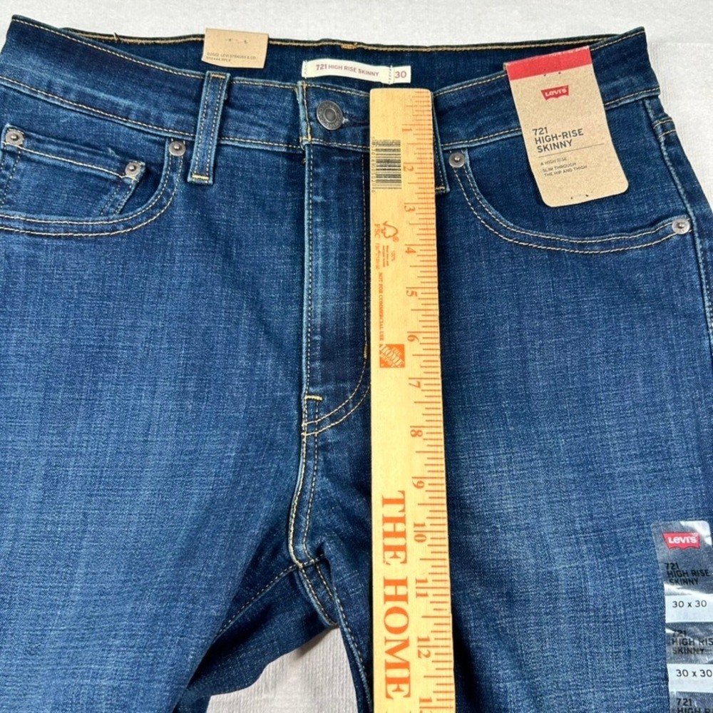 Levis 721 High Rise Skinny Jeans Dark Wash Denim Blue Womens 30x30 - Picture 13 of 14